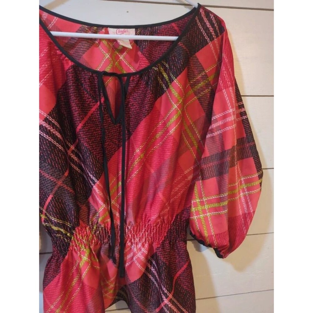 Candies XL plaid top party holiday Christmas